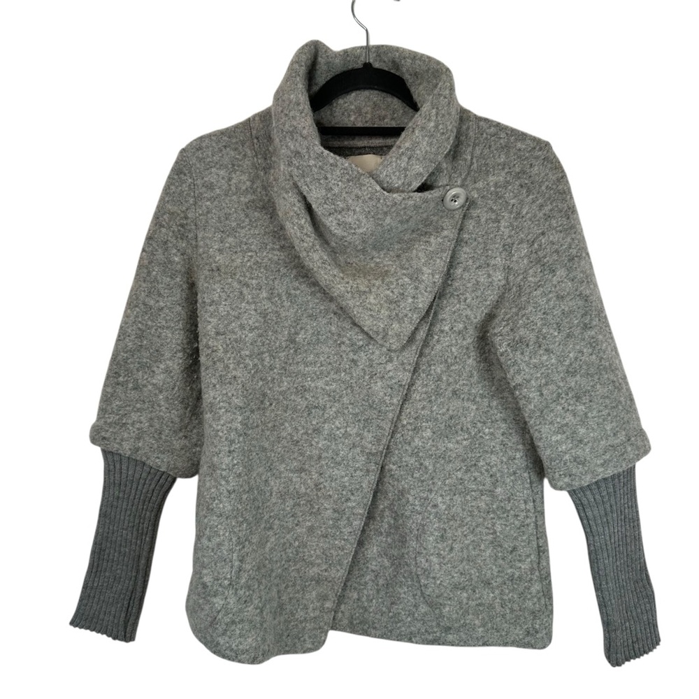 Marisa & Marie Italy Gray Faux Wrap Button Sweater Knit Layered Style Women L